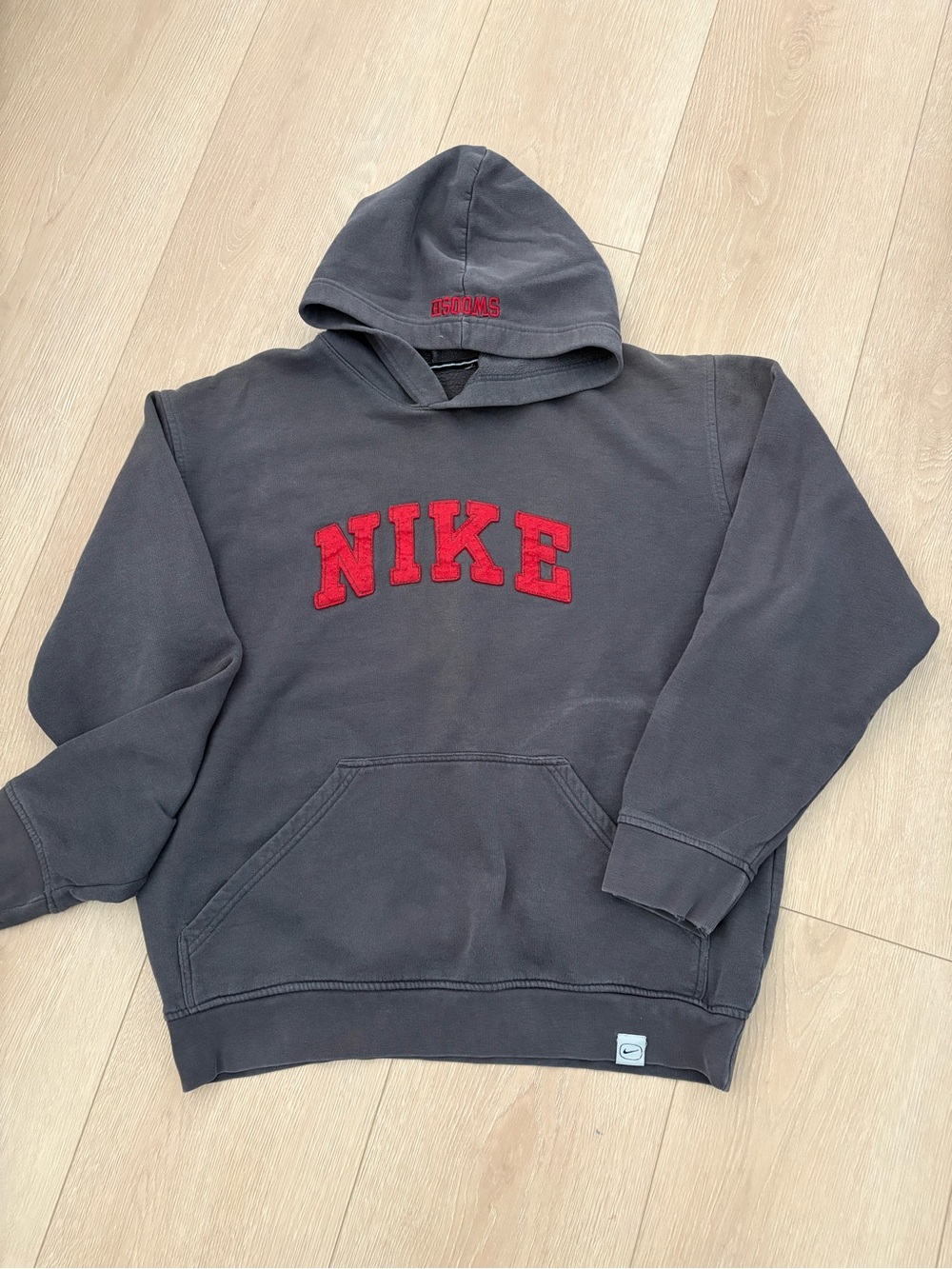 Nike Charcoal Hoodie with Red NIKE Chest Logo
